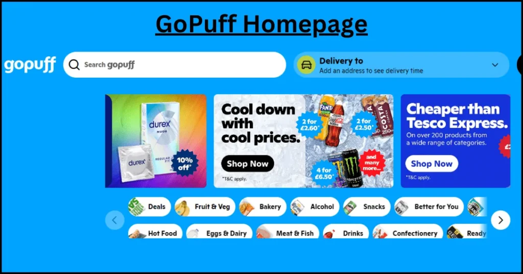 GoPuff Homepage