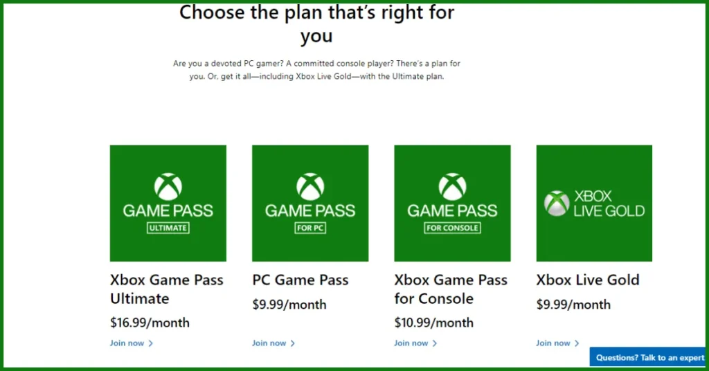xbox game pass plans